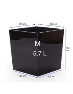Pot carré M 19 × 19 × 20 cm brillant, 5,7 L – Noir | Töpferkönig 2