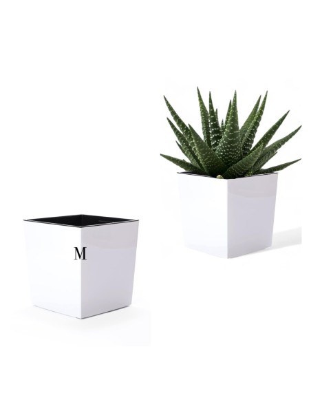 Blumentopf eckig M 19 × 19 × 20 cm Hochglanz, 5,7 L – Weiß | Töpferkönig
