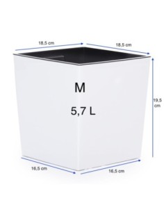 Blumentopf eckig M 19 × 19 × 20 cm Hochglanz, 5,7 L – Weiß | Töpferkönig 2