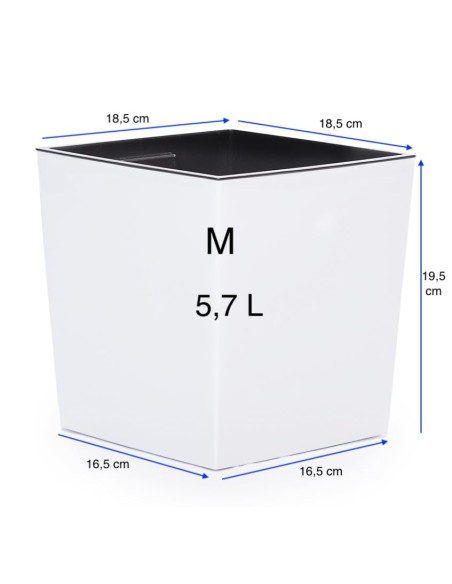 Blumentopf eckig M 19 × 19 × 20 cm Hochglanz, 5,7 L – Weiß | Töpferkönig