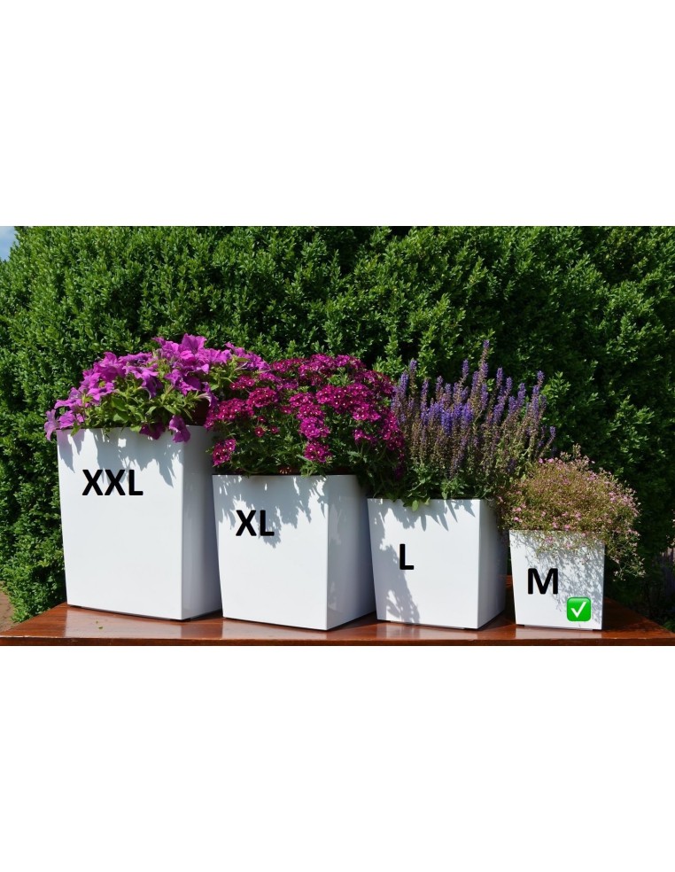 Blumentopf eckig M 19 × 19 × 20 cm Hochglanz, 5,7 L – Weiß | Töpferkönig