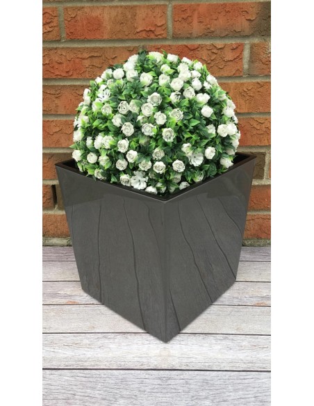 Pot carré XL 29 × 29 × 31 cm brillant avec système d'arrosage, 21 L – Anthracite | Töpferkönig