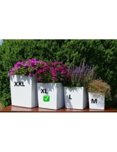 Bloempot vierkant XL 29 × 29 × 31 cm hoogglans met bewateringssysteem, 21 L – Wit | Töpferkönig 2
