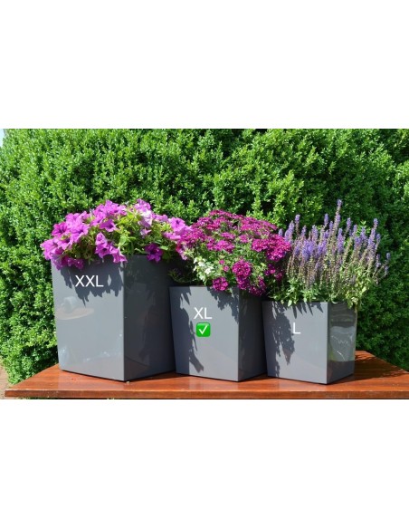 Pot carré XL 29 × 29 × 31 cm brillant, 21 L – Anthracite | Töpferkönig
