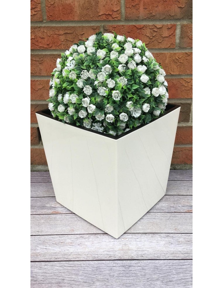 Bloempot vierkant XL 29 × 29 × 31 cm hoogglans, 21 L – Crème | Töpferkönig