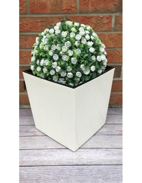 Bloempot vierkant XL 29 × 29 × 31 cm hoogglans, 21 L – Crème | Töpferkönig