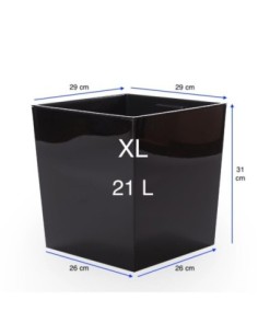 Pot carré XL 29 × 29 × 31 cm brillant, 21 L – Noir | Töpferkönig 2