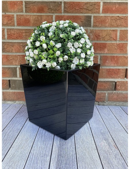 Bloempot vierkant XL 29 × 29 × 31 cm hoogglans, 21 L – Zwart | Töpferkönig