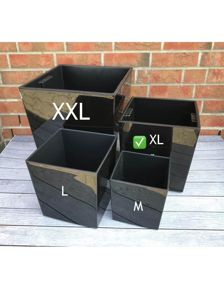 Vaso quadrato XL 29 × 29 × 31 cm lucido, 21 L – Nero | Töpferkönig
