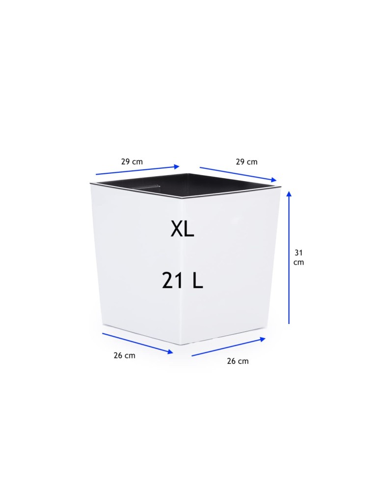 Bloempot vierkant XL 29 × 29 × 31 cm hoogglans, 21 L – Wit | Töpferkönig
