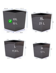 Vaso quadrato XXL 39 × 39 × 42 cm lucido, 53 L – Antracite | Töpferkönig 2