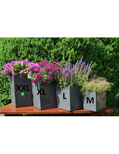 Pot carré XXL 39 × 39 × 42 cm brillant, 53 L – Anthracite | Töpferkönig