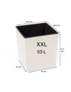 Pot carré XXL 39 × 39 × 42 cm brillant, 53 L – Crème | Töpferkönig 2
