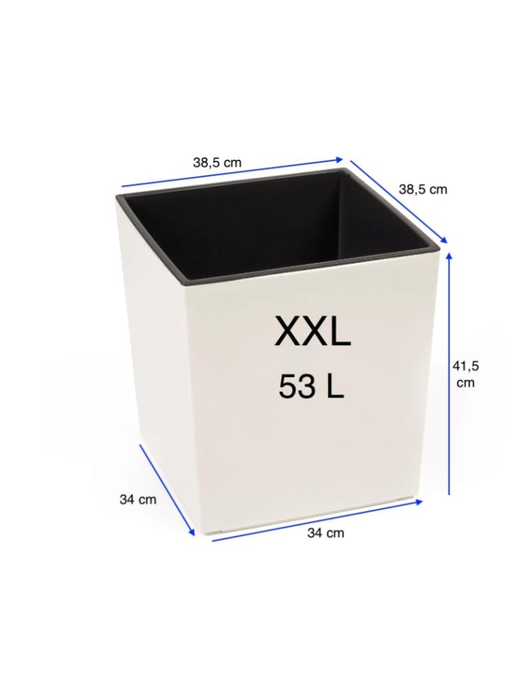 Maceta cuadrada XXL 39 × 39 × 42 cm brillante, 53 L – Crema | Töpferkönig