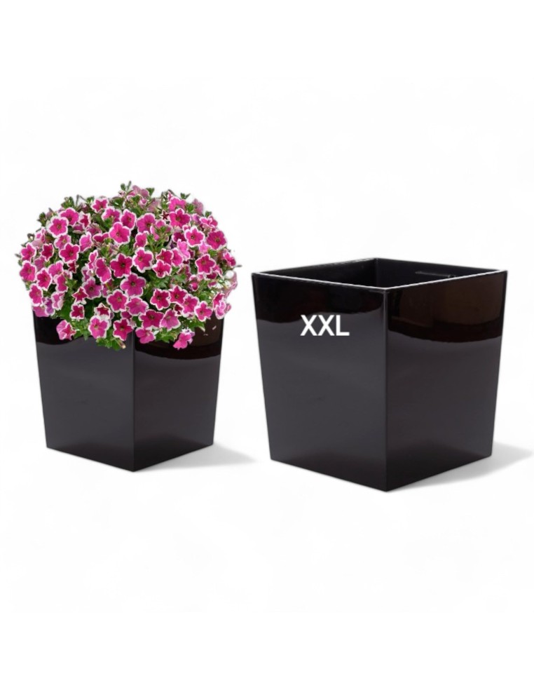 Bloempot vierkant XXL 39 × 39 × 42 cm hoogglans, 53 L – Zwart | Töpferkönig