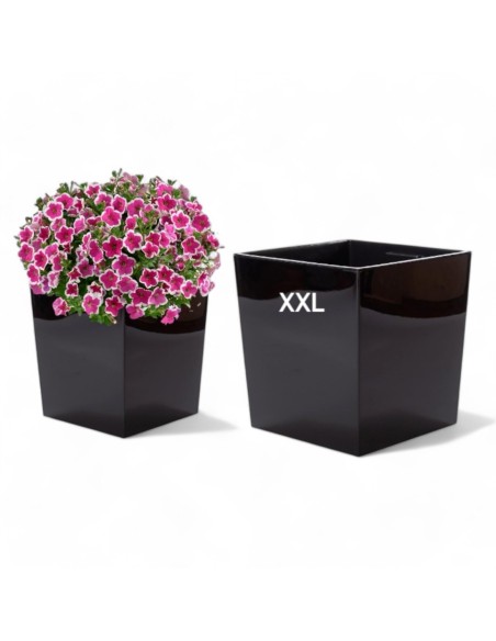 Bloempot vierkant XXL 39 × 39 × 42 cm hoogglans, 53 L – Zwart | Töpferkönig