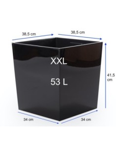Pot carré XXL 39 × 39 × 42 cm brillant, 53 L – Noir | Töpferkönig 2