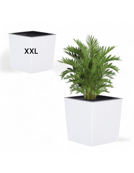 Vaso quadrato XXL 39 × 39 × 42 cm lucido, 53 L – Bianco | Töpferkönig
