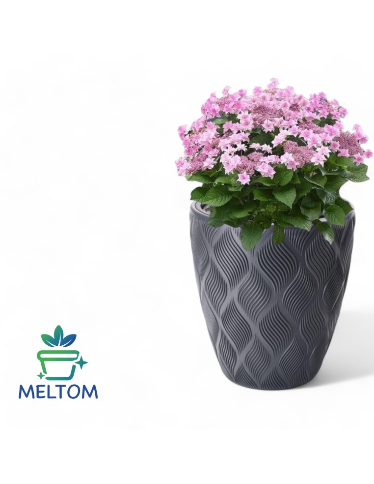 Vaso rotondo con onde 3D L Ø39 × 42 cm, 36 L – Antracite | Töpferkönig