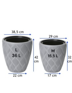 Blumentopf rund 3D-Wellen L Ø39 × 42 cm, 36 L – Grau | Töpferkönig 2