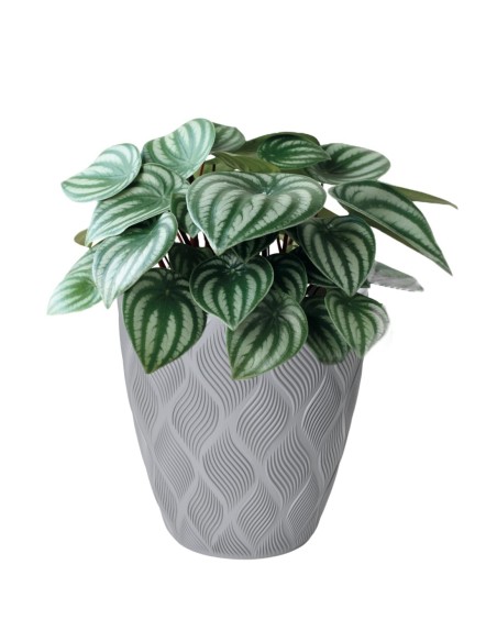 Maceta redonda con ondas 3D L Ø39 × 42 cm, 36 L – Gris | Töpferkönig