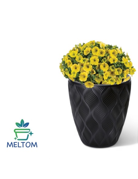 Blumentopf rund 3D-Wellen L Ø39 × 42 cm, 36 L – Schwarz | Töpferkönig