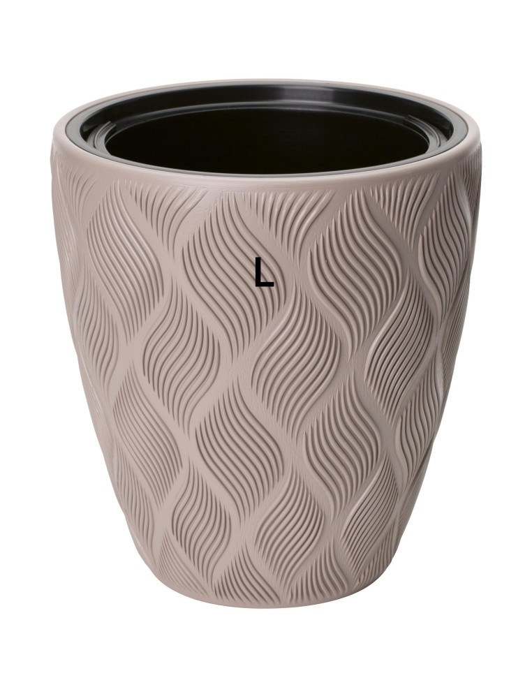 Bloempot rond 3D-golven L Ø39 × 42 cm, 36 L – Taupe | Töpferkönig