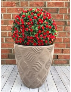 Blumentopf rund 3D-Wellen L Ø39 × 42 cm, 36 L – Taupe | Töpferkönig 2