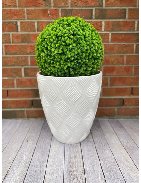 Blumentopf rund 3D-Wellen L Ø39 × 42 cm mit Bewässerungssystem, 36 L – Weiß | Töpferkönig