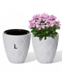 Bloempot rond 3D-golven L Ø39 × 42 cm, 36 L – Wit | Töpferkönig
