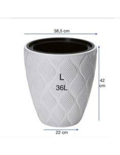 Vaso rotondo con onde 3D L Ø39 × 42 cm, 36 L – Bianco | Töpferkönig 2