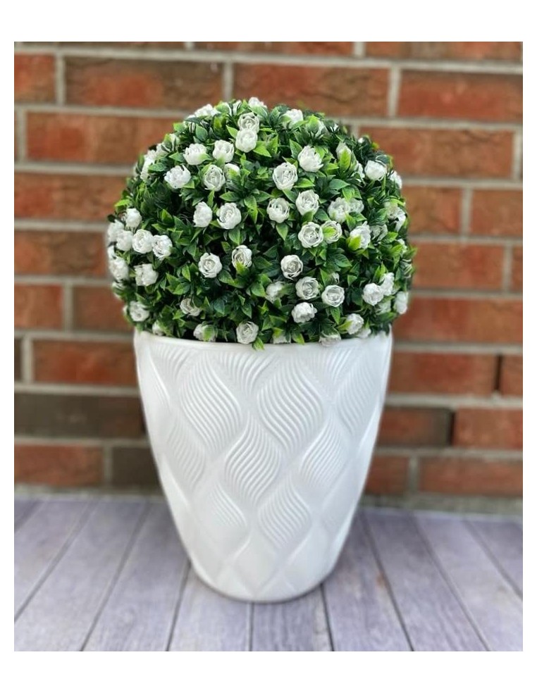 Blumentopf rund 3D-Wellen L Ø39 × 42 cm, 36 L – Weiß | Töpferkönig