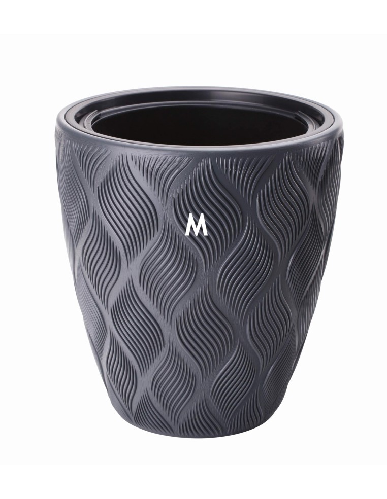 Pot de fleurs rond ondulé 3D M Ø29 × 32 cm, 15,5 L – Anthracite | Töpferkönig