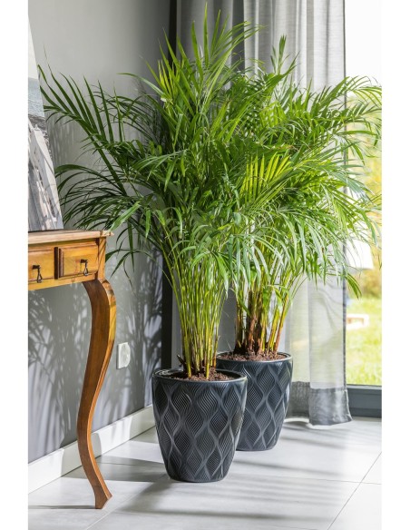 Bloempot rond 3D-golven M Ø29 × 32 cm, 15,5 L – Antraciet | Töpferkönig