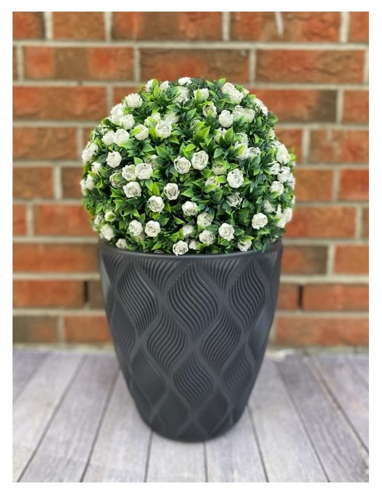 Pot de fleurs rond ondulé 3D M Ø29 × 32 cm, 15,5 L – Anthracite | Töpferkönig