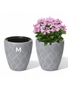 Vaso rotondo con onde 3D M Ø29 × 32 cm, 15,5 L – Grigio | Töpferkönig