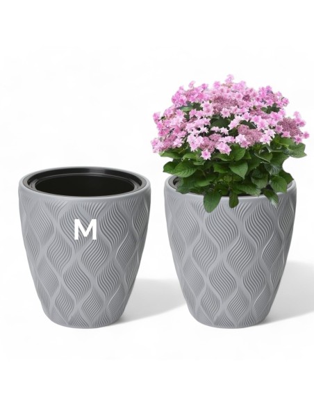 Vaso rotondo con onde 3D M Ø29 × 32 cm, 15,5 L – Grigio | Töpferkönig