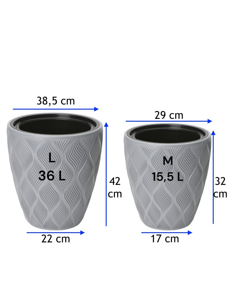Vaso rotondo con onde 3D M Ø29 × 32 cm, 15,5 L – Grigio | Töpferkönig