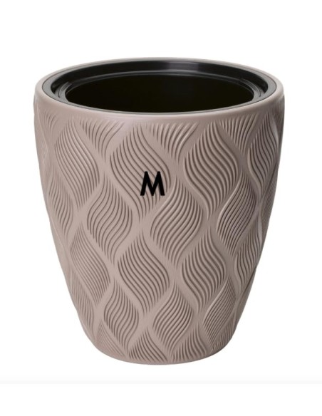 Bloempot rond 3D-golven M Ø29 × 32 cm, 15,5 L – Taupe | Töpferkönig
