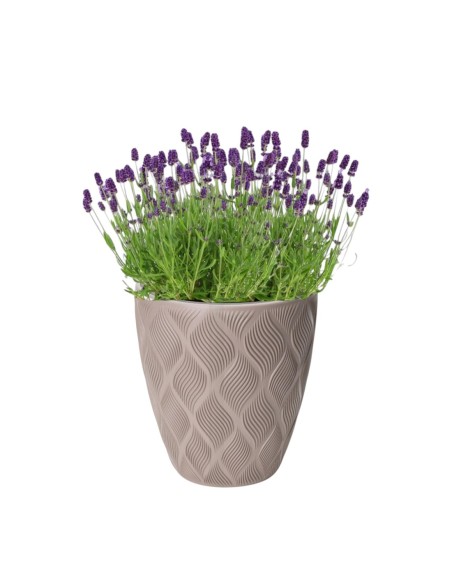 Blumentopf rund 3D-Wellen M Ø29 × 32 cm, 15,5 L – Taupe | Töpferkönig