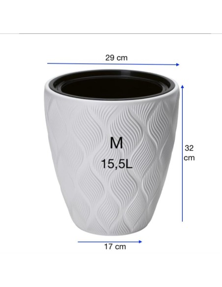 Pot de fleurs rond ondulé 3D M Ø29 × 32 cm, 15,5 L – Blanc | Töpferkönig