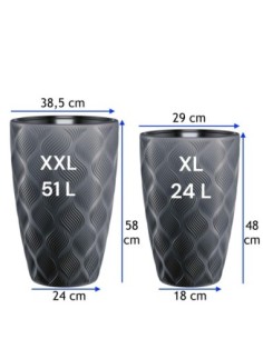 Plantenbak rond 3D-golven XL hoog Ø29 × 48 cm, 24 L – Antraciet | Töpferkönig 2