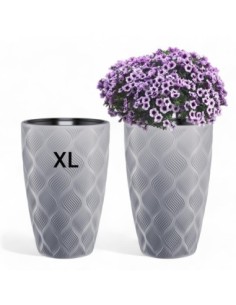Blumenkübel rund 3D-Wellen XL hoch Ø29 × 48 cm, 24 L – Grau | Töpferkönig