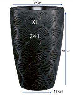 Fioriera rotonda con onde 3D XL alta Ø29 × 48 cm, 24 L – Nero | Töpferkönig 2