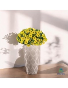 Fioriera rotonda con onde 3D XL alta Ø29 × 48 cm, 24 L – Tortora | Töpferkönig 2