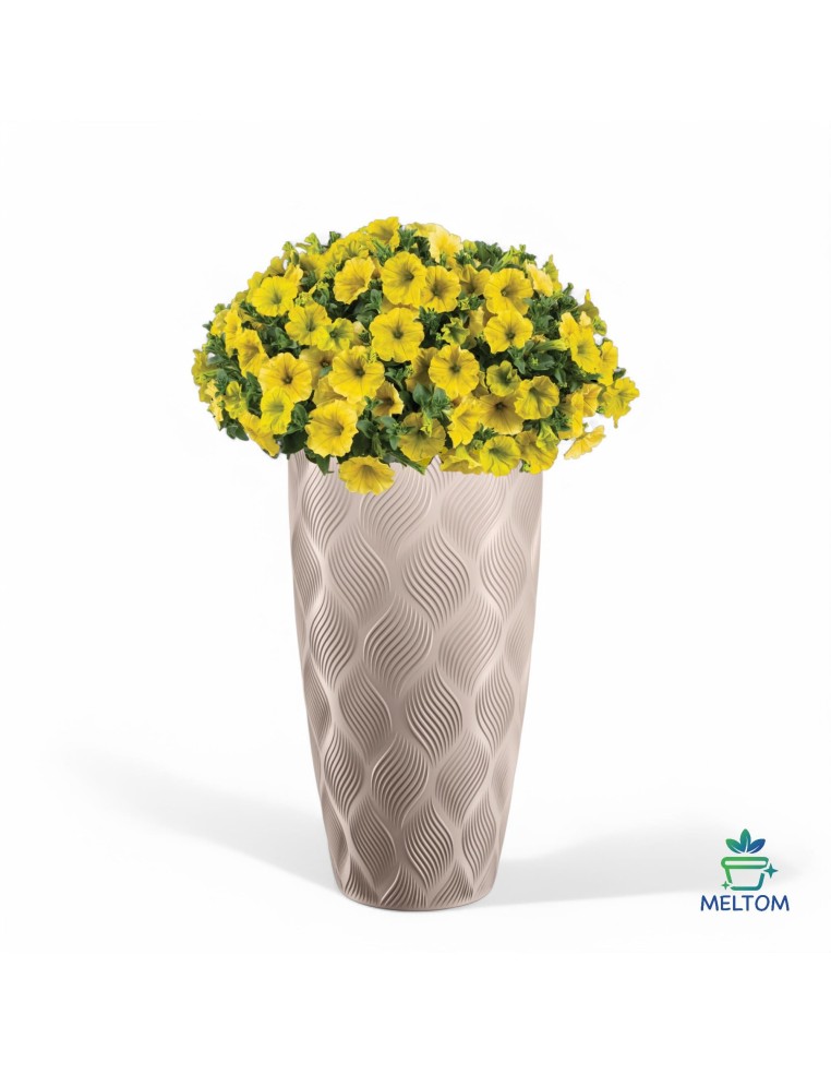 Macetero redondo con ondas 3D XL alto Ø29 × 48 cm, 24 L – Topo | Töpferkönig
