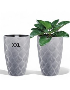 Pot haut rond ondulé 3D XXL Ø39 × 58 cm, 51 L – Gris | Töpferkönig 2
