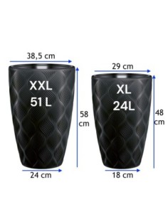 Plantenbak rond 3D-golven XXL hoog Ø39 × 58 cm, 51 L – Zwart | Töpferkönig 2