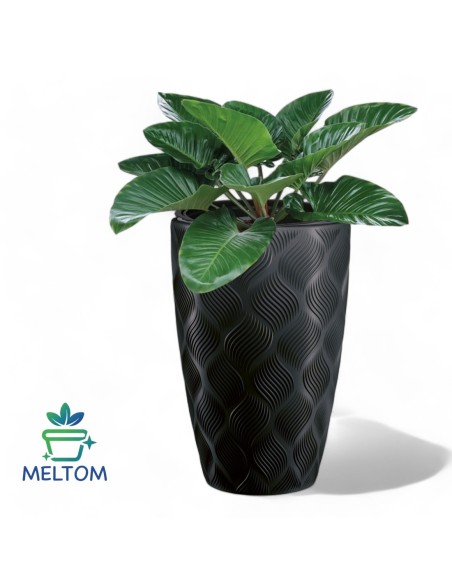 Pot haut rond ondulé 3D XXL Ø39 × 58 cm, 51 L – Noir | Töpferkönig