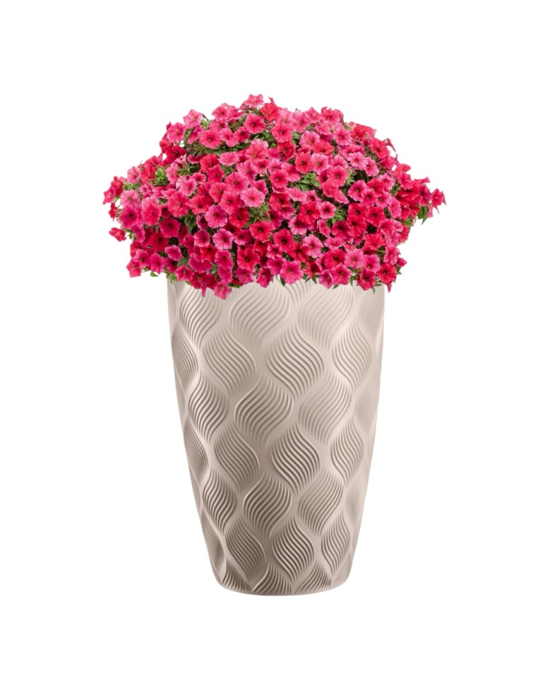 Plantenbak rond 3D-golven XXL hoog Ø39 × 58 cm, 51 L – Taupe | Töpferkönig